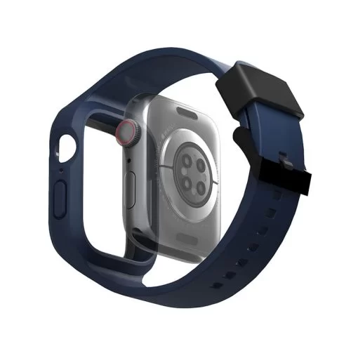 Uniq Monos 2-IN-1 Apple Watch Strap With Hybrid Case for Series 1-8 & SE/SE2 49/45/44MM – Marine (Blue)