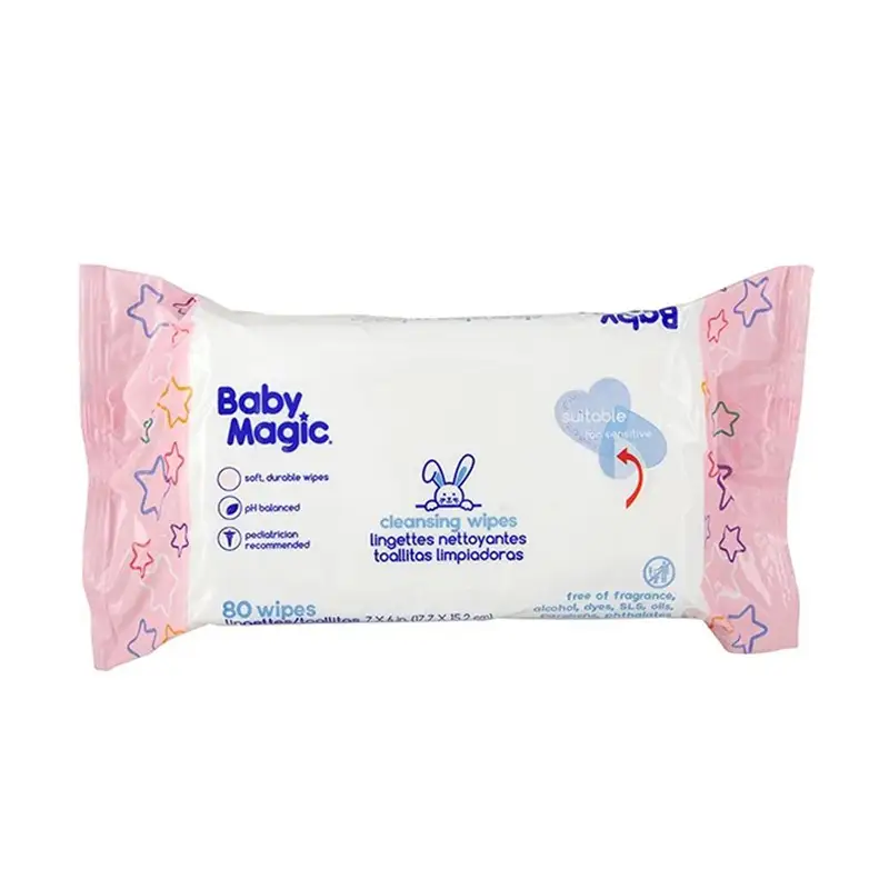 Baby Magic 8517 Cleansing Wipes Unscented 80 CT