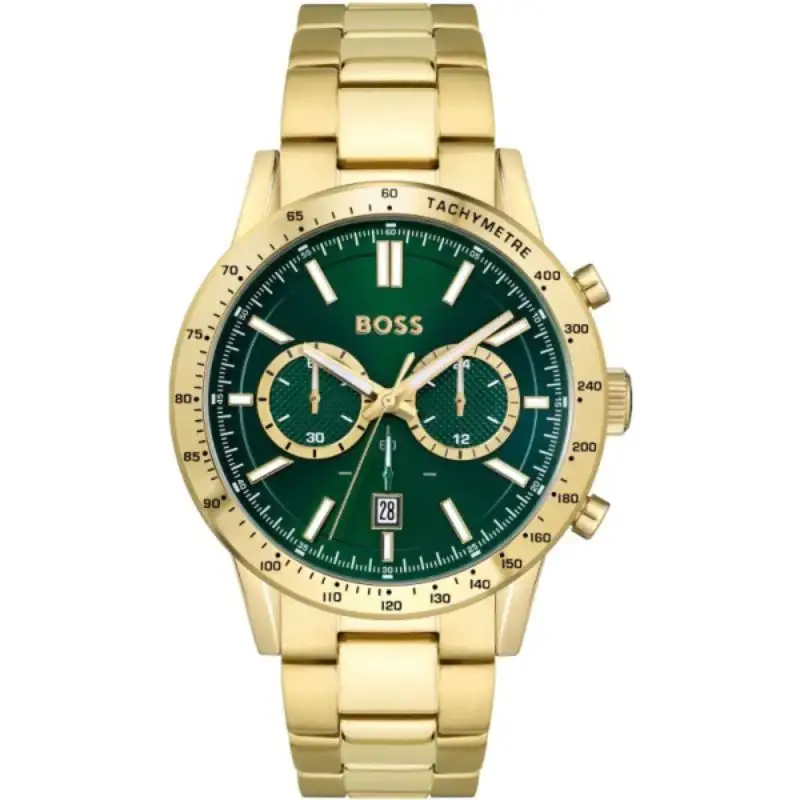 Hugo Boss 1513923 Men’s Quartz Gold Stainless Steel Green Dial Watch 44mm