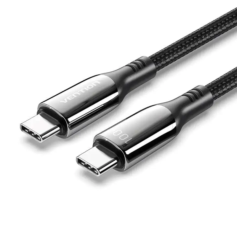 Vention Cotton Braided USB 2.0 C Male to C Male 5A Cable 1.2 / 2M Gray Zinc Alloy Type