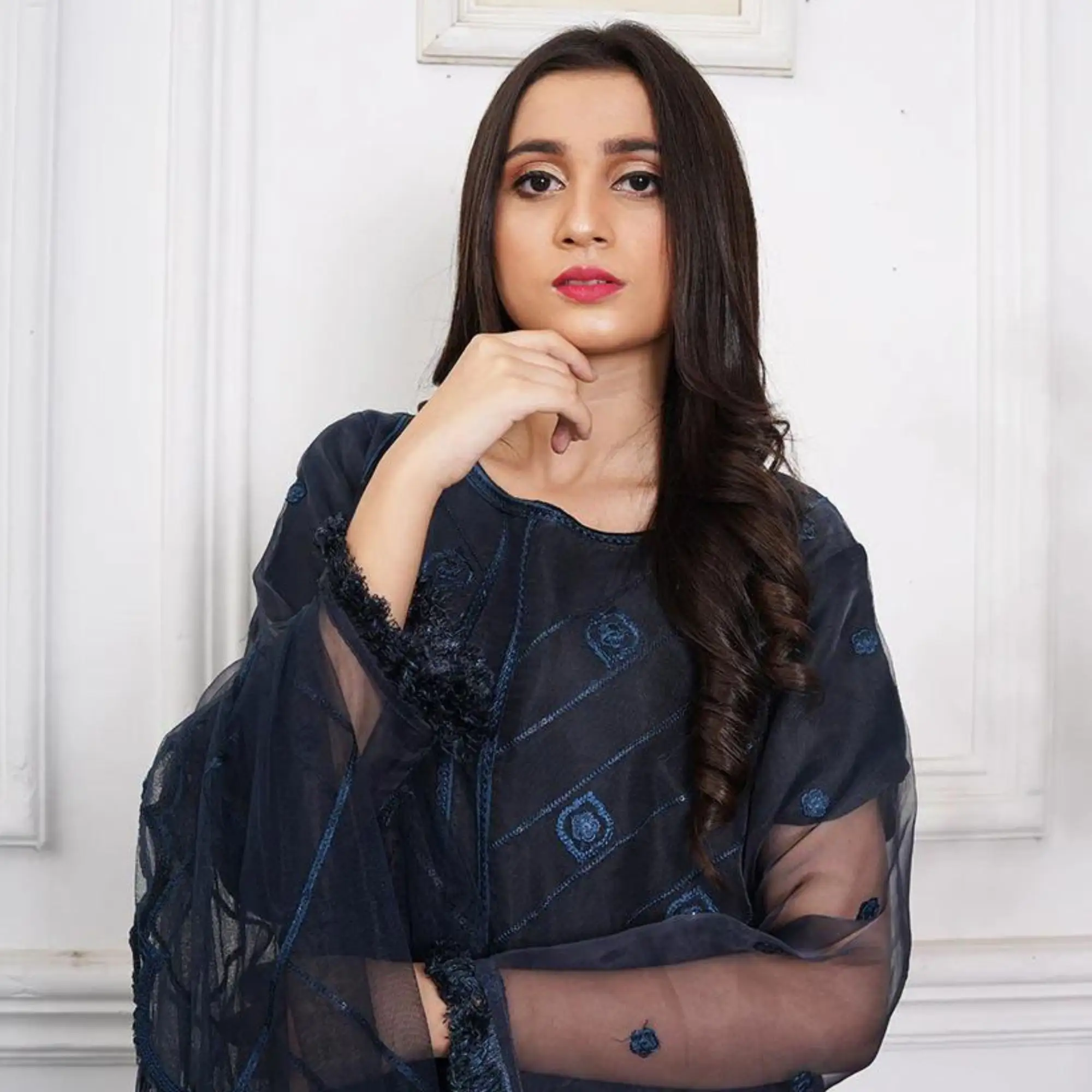 Bint al bilaad Party Wear Fancy Embroidered Suit Ready to Wear Dress for Women Stylish Event Readymade (3 PEICE) #BB-022
