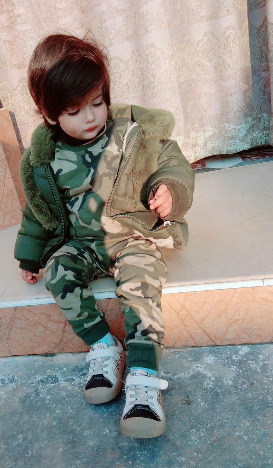 Tracksuit Winter Fleece Thick Warm 1 year commando print