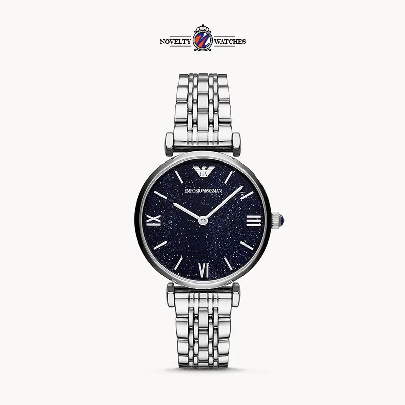 Emporio Armani Women’s Analog Stainless Steel Dark Blue Dial 32mm Watch AR11091
