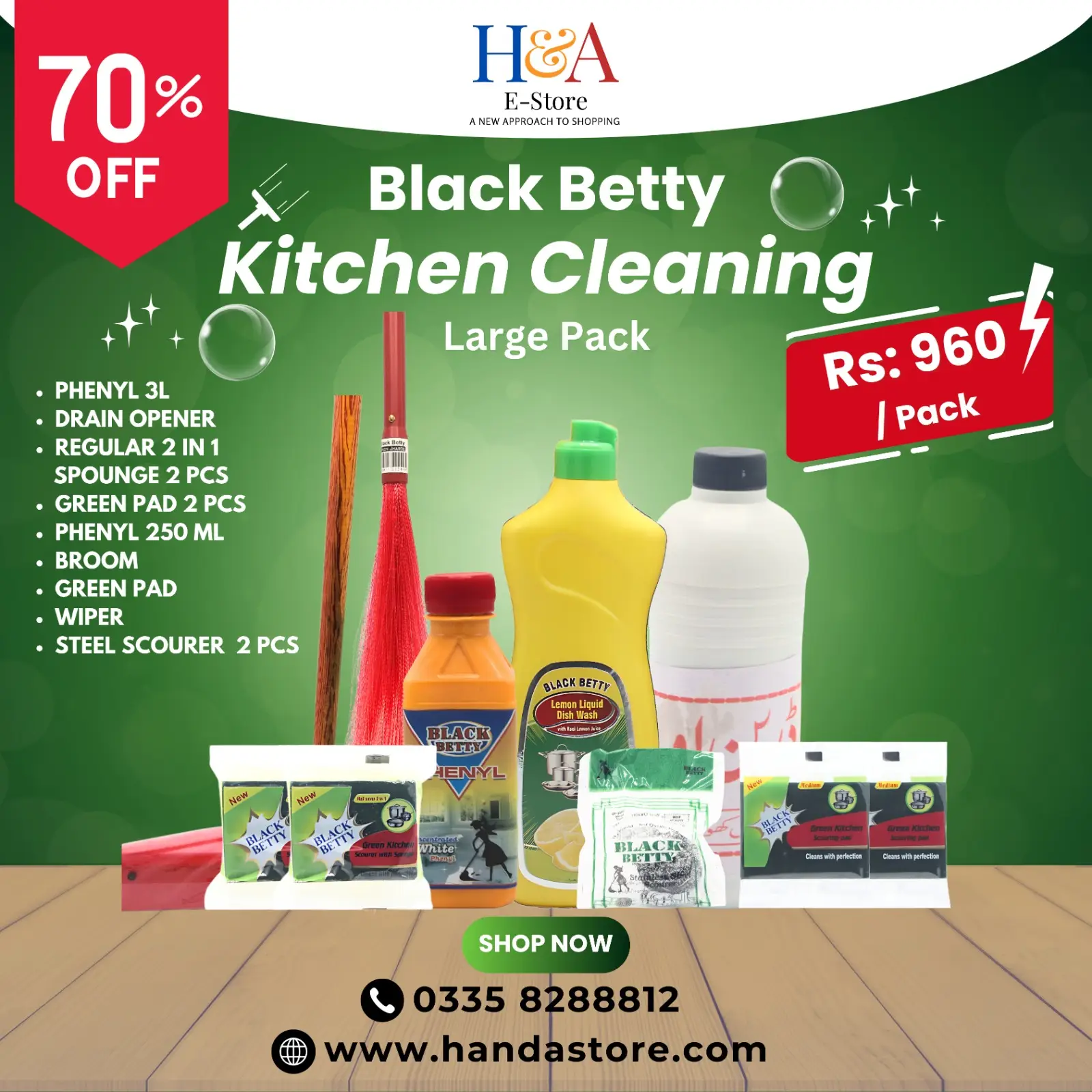 Complete Home Cleaning Bundle - Phenyl, Drain Opener, Broom, Wiper & More