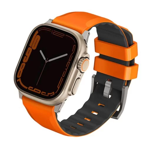 Uniq Linus Airosoft Silicone Apple Watch Strap for Series 1-8, SE & Watch Ultra 49/45/44/42MM – Volt Orange