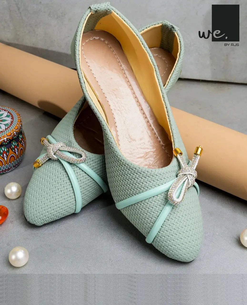 Glittered Bow Texture Pump - Sea Green - WE BY RJS