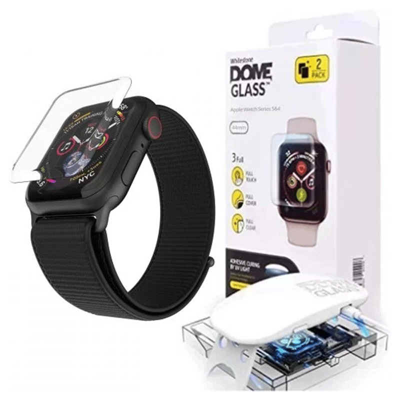 Whitestone Dome for Apple Watch Series 4/5/6 (44mm) Glass Screen Protector [Liquid Dispersion Tech] Pack of 2