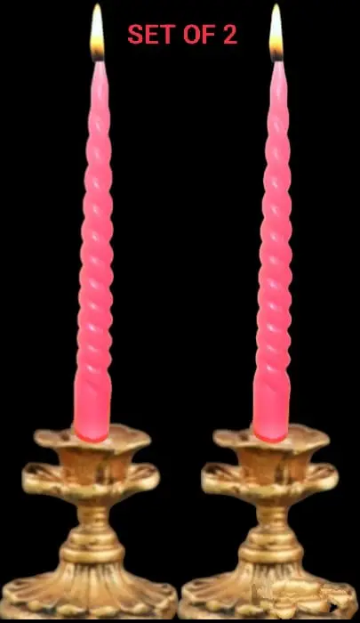 CANDLES CITY -- TWO LONG SPIRAL TAPER CANDLES IN PASTEL COLOR (20 CM TALL)