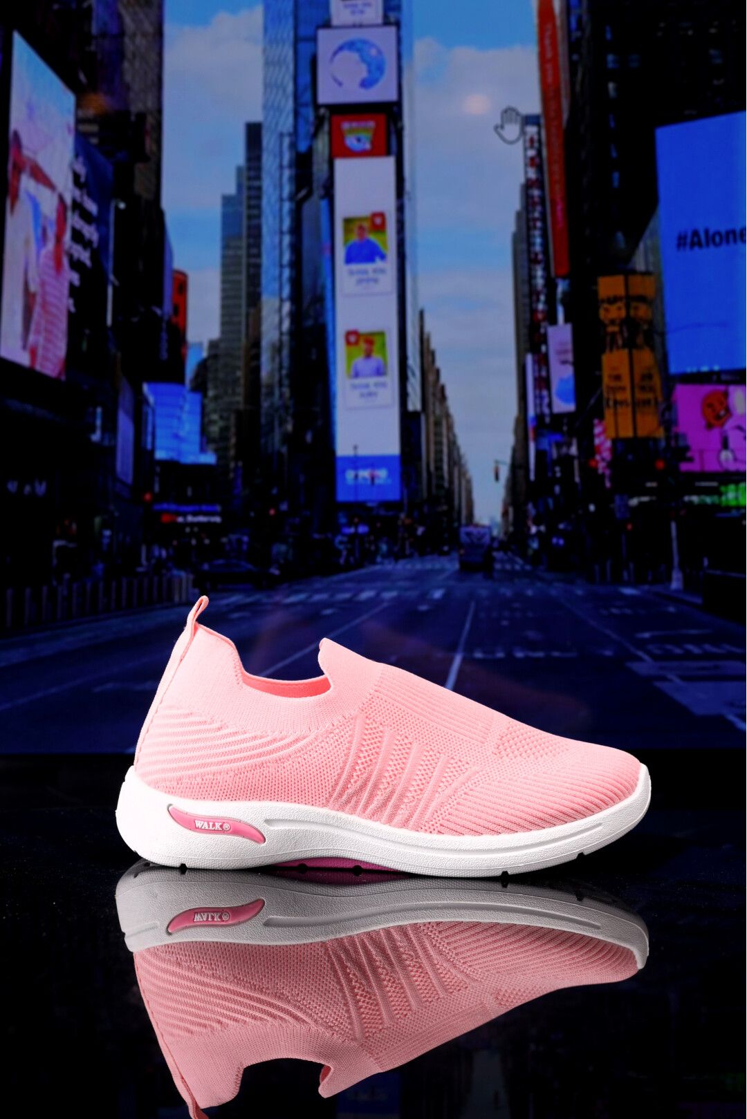 New Women′s Pink Sneakers  Shoes Casual Walking Shoes Socks Shoe Oye
