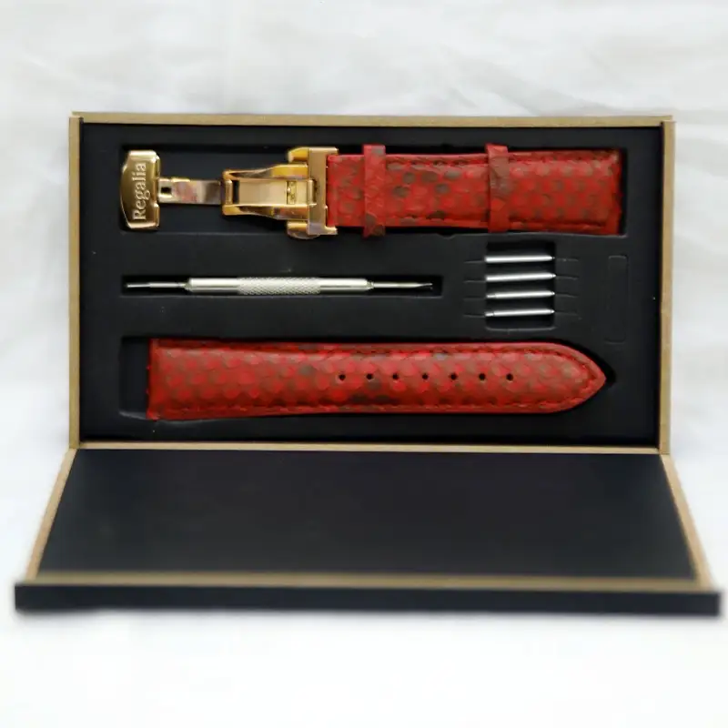 Regalia Red Python Snake Skin Strap With Rose Gold Buckle