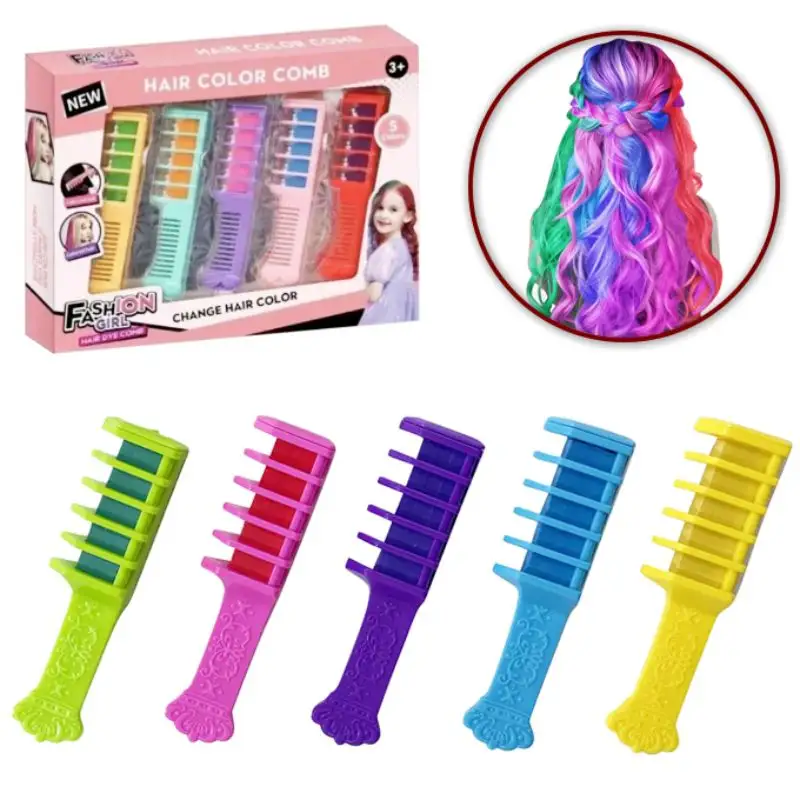 Fashion Girl Hair Color Chalk Comb 5 Color Comb Set