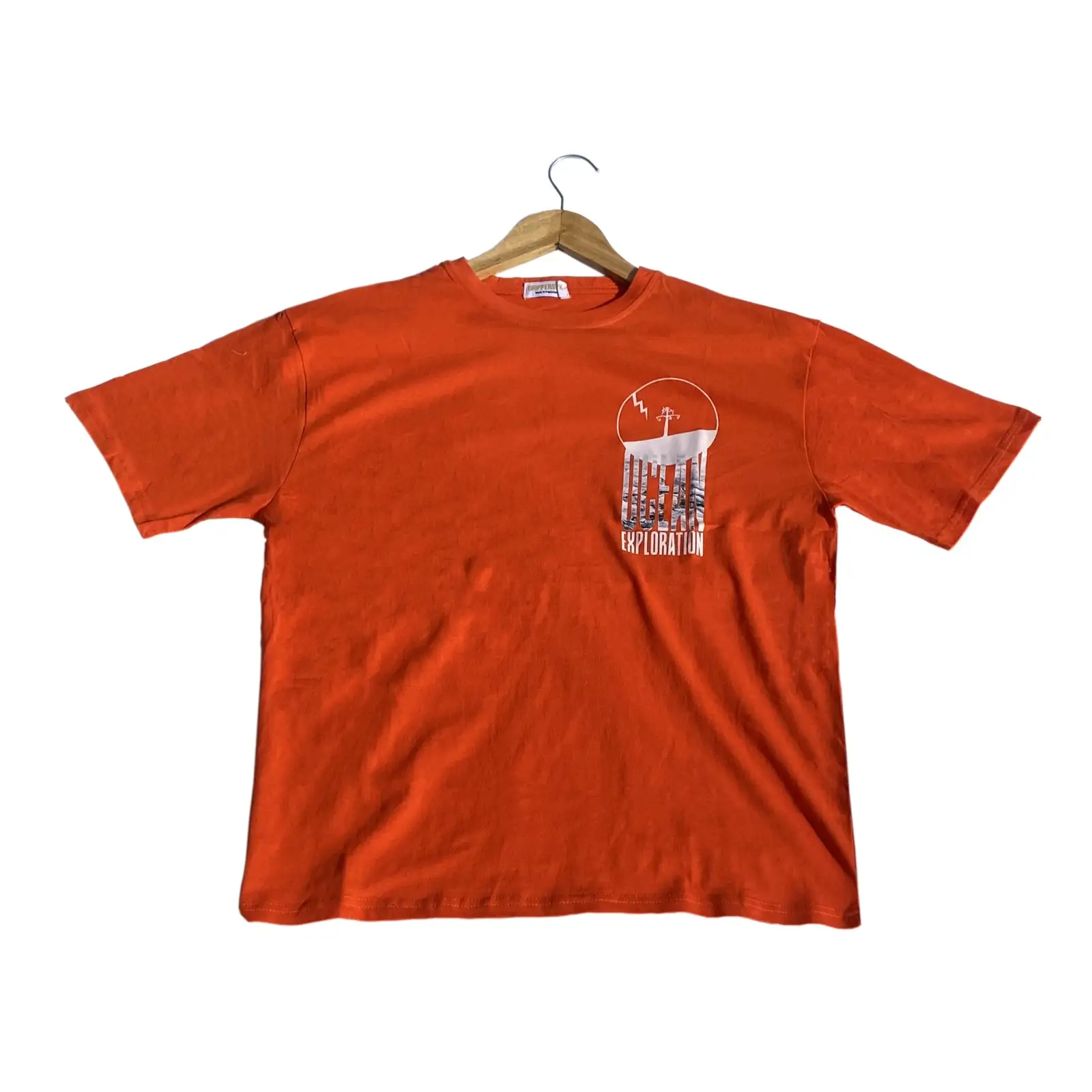 Ocean Exploration - Orange Color Oversized Cotton T-shirt