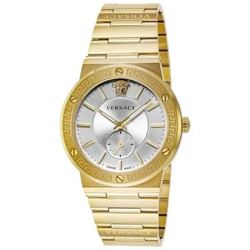 Versace Men’s Quartz Swiss Made Gold Stainless Steel Silver Dial 41mm Watch VEVI00520