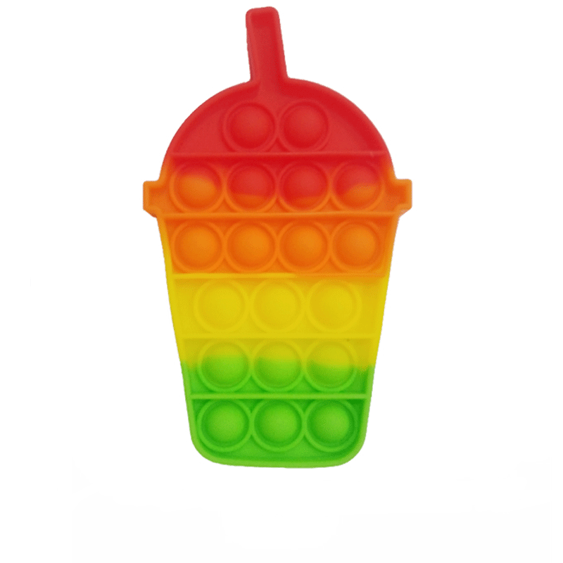 Push Pop Bubble Fidget Spinner Pop It Silicone Toy - 6 inches - Rainbow Slushee Shake Juice Cup