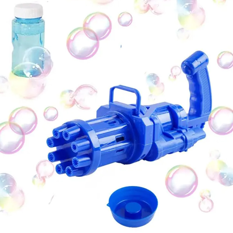 Kids Automatic Bubble Gun Toys Summer Soap Water Bubble Machine Plastic Electric - Blue