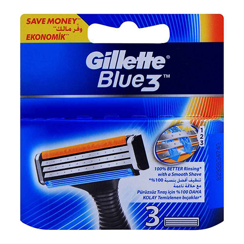 Gillette Blue 3, Blue III Cartridge Pack Of 3's Refills Original Poland