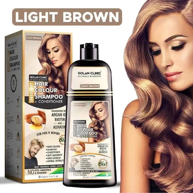 Instant Hair Color Shampoo + Conditioner (Light Brown) – A Blend Of Herbal Extracts