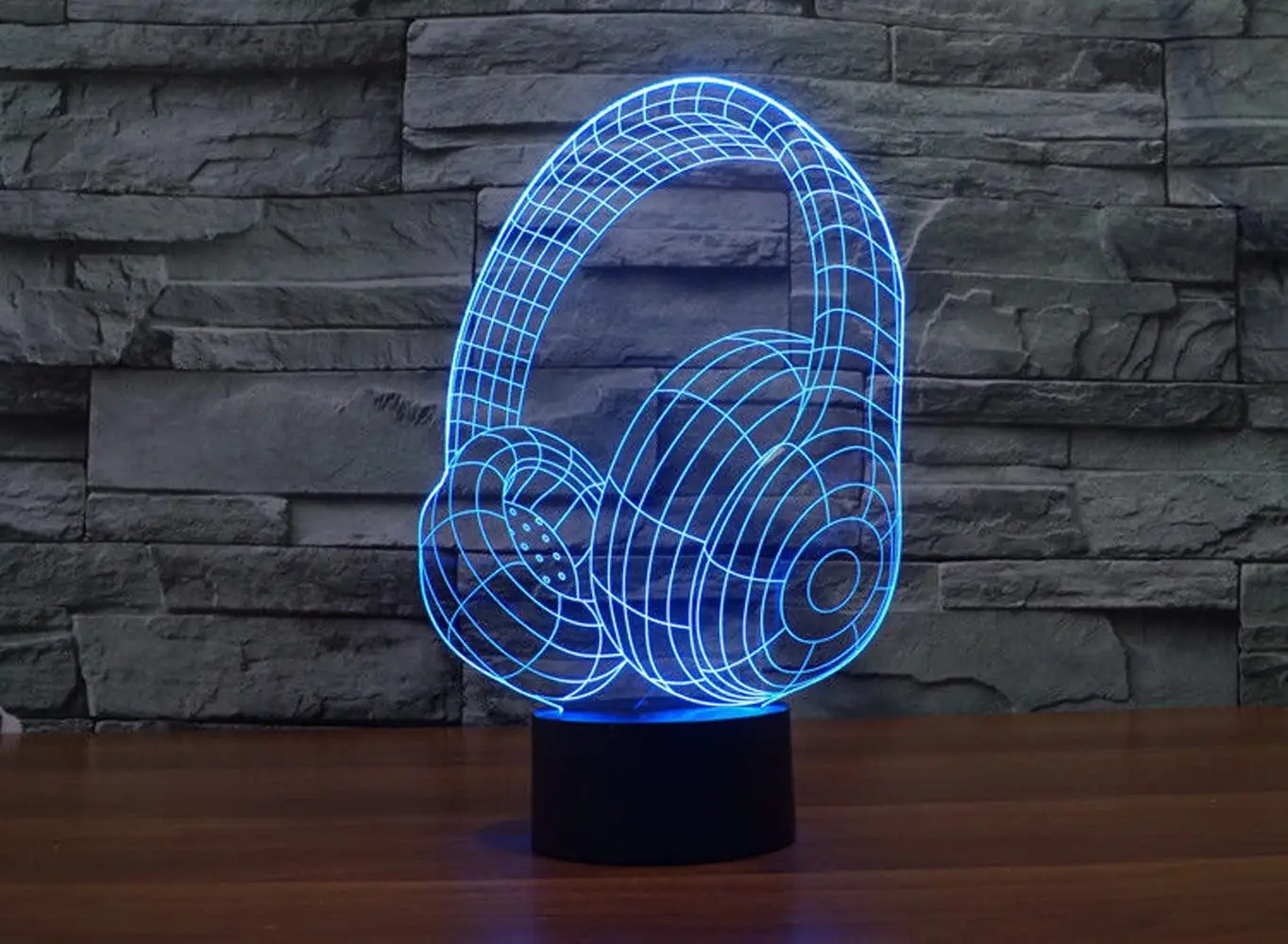 Headphone 3D LED Night Light 3D Optical Illusion Lamp Bedside Table Lamp