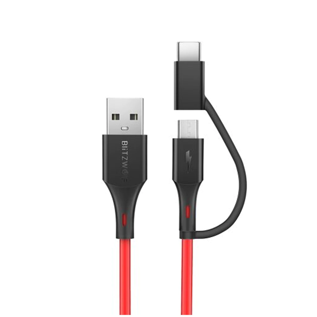 Bltizwolf 2 IN 1 Micro and Type-C Cable BW-MT3 (1.8M/6FT)