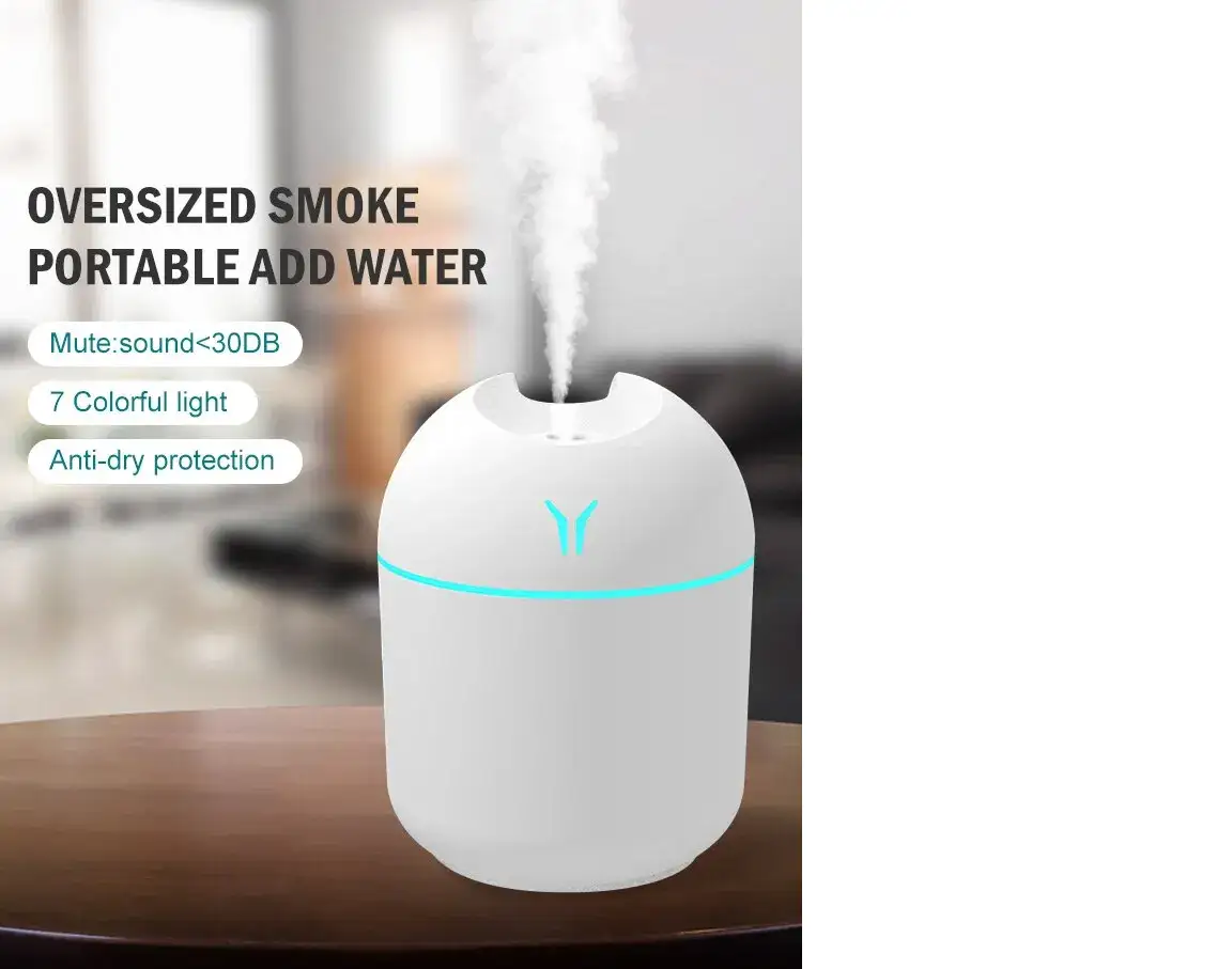 Air Humidifier USB Small 250ML Mini Portable for Cool Mist Humid air Diffuser Adjustable Spray for Bedroom Office Desk Car Travel Aroma Atomizer Aromatherapy with Colorful RGB Lights