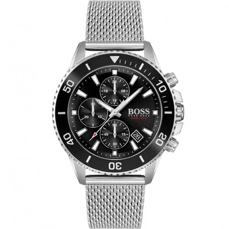 Hugo Boss 1513904 Men’s Quartz Silver Stainless Steel Black Dial Watch 45mm