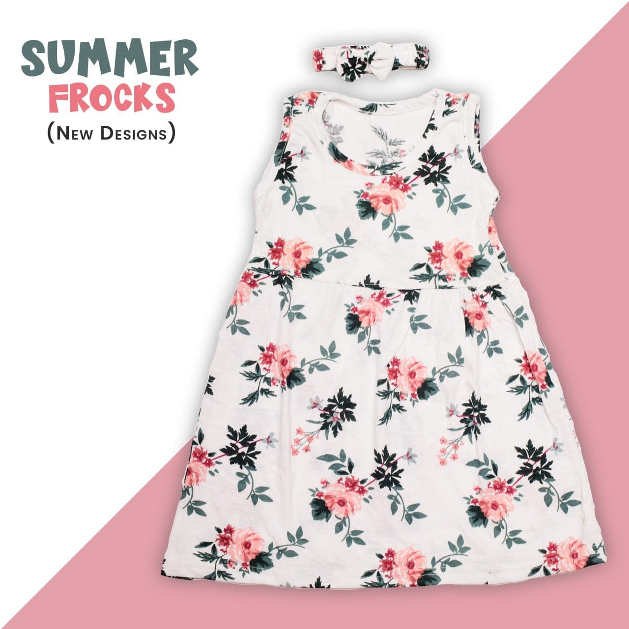 floral printed frock with bow hair band age (0 to 6 months)