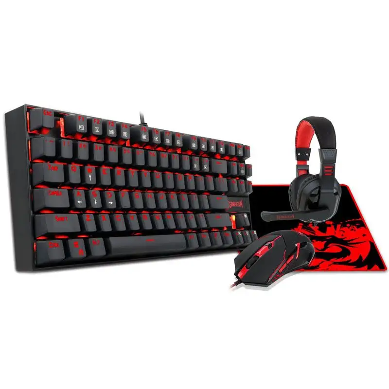 Redragon K552-BB-2 Mechanical Gaming Keyboard & Mouse Combo & Large Mouse Pad & PC Gaming Headset