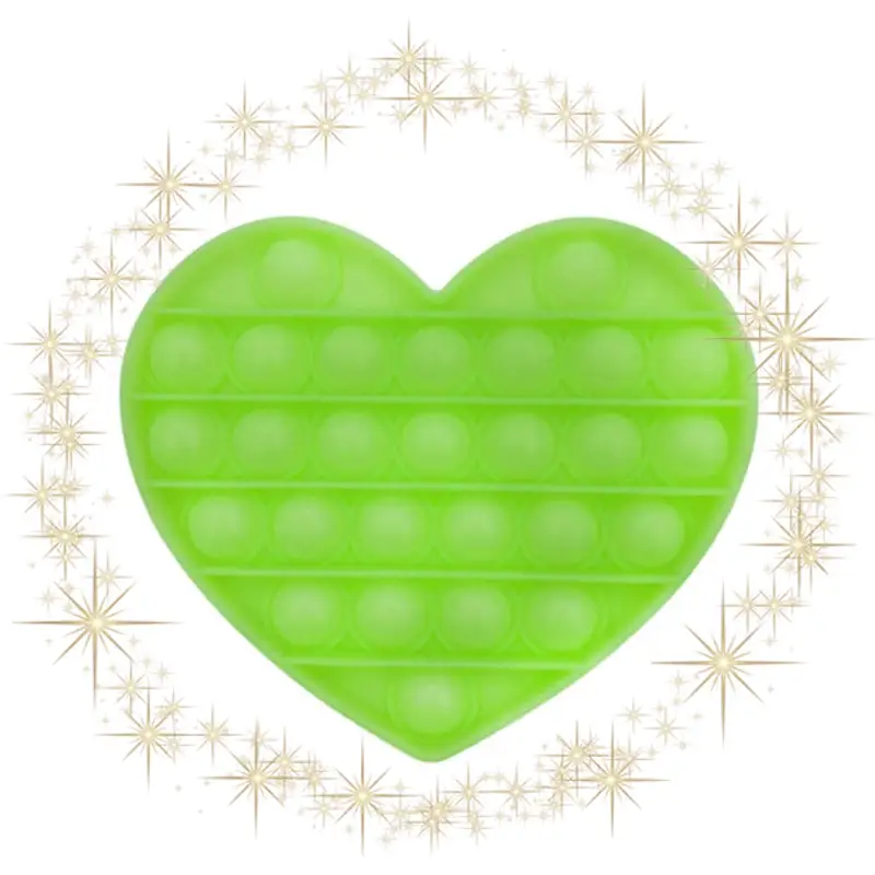 Push Pop Bubble Fidget Spinner Pop It Silicone Toy  Heart - Green