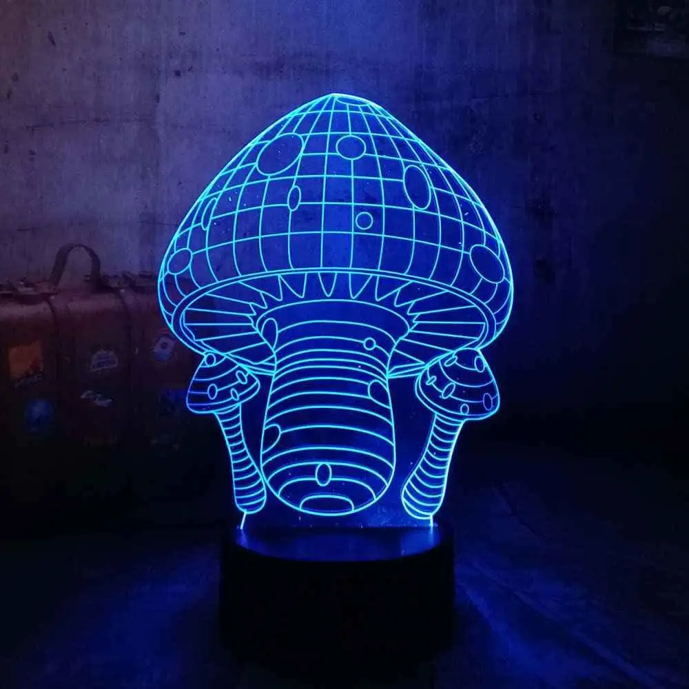 Creative Mushroom Shape Illusion Lamp 3D Night Light Bedside Table Lamp