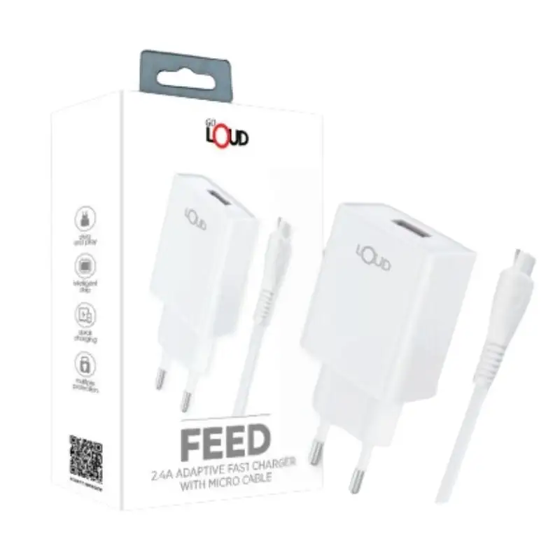 Loud WC690 Feed 2.4A Adaptive Fast Wall Charger With Micro Cable