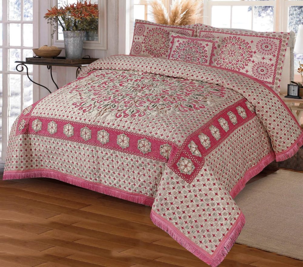 Fancy Bridal Velvet Jacquard Bed Set - 5pcs - FBB02