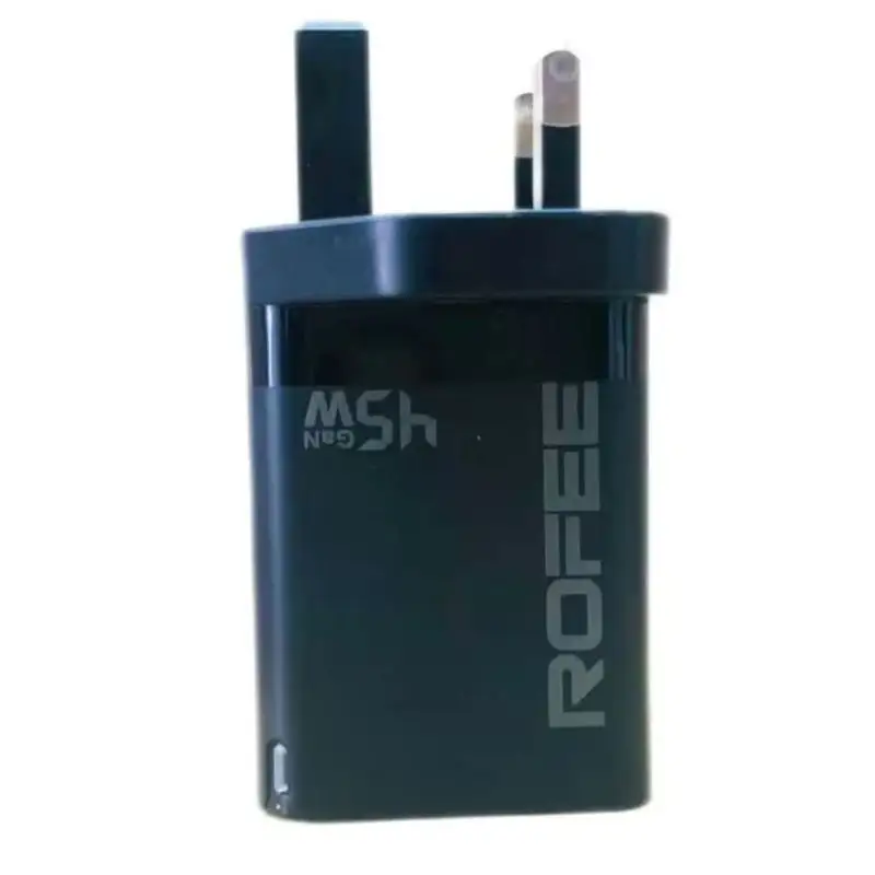 Rofee RG-145 Smart & Fast Dual Port USB-A 18W And USB-C 45W Wall GaN Charger Without Cable 3 Pin