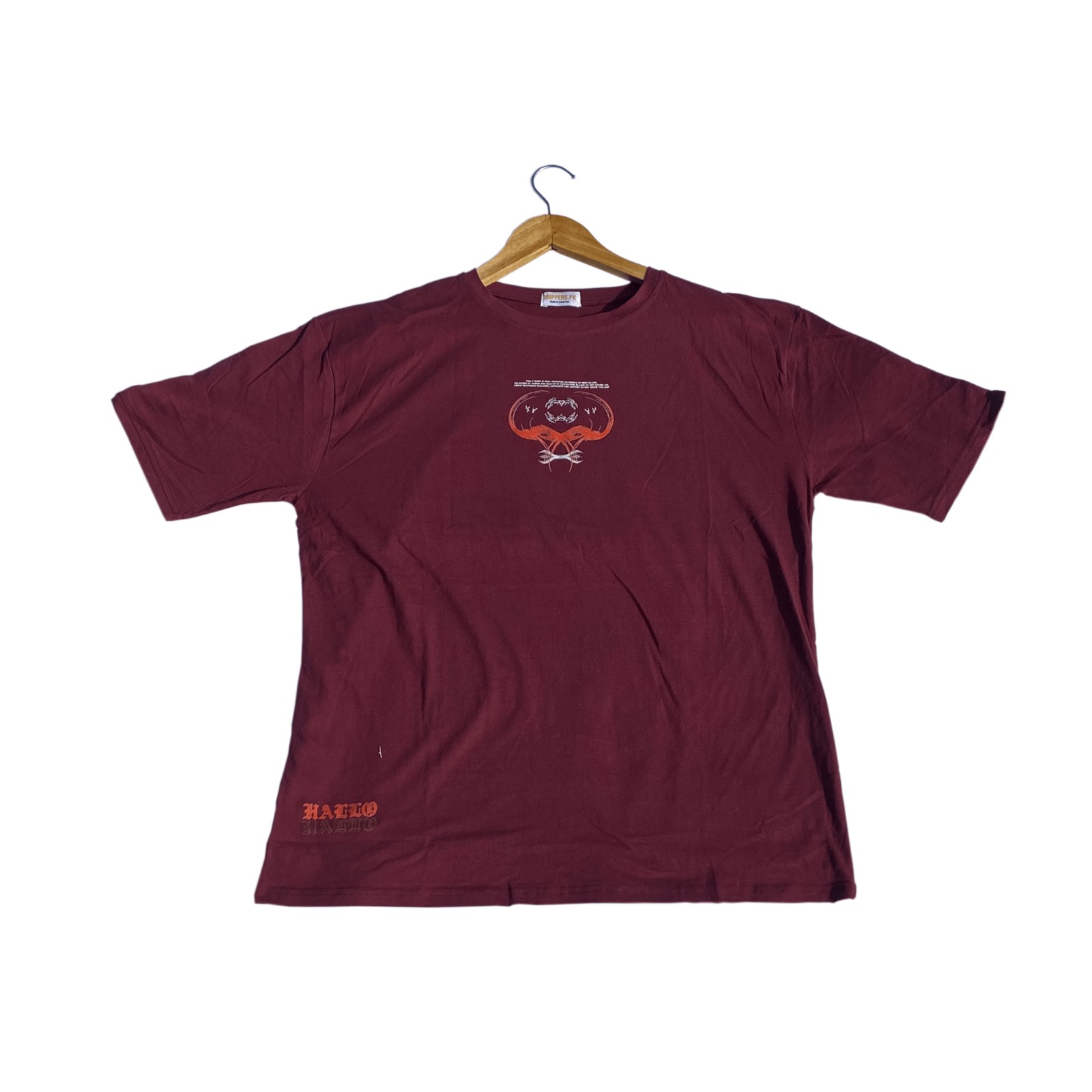 DRIPPERS - Maroon Hallo Dragon - Oversized Graphic Printed Tee