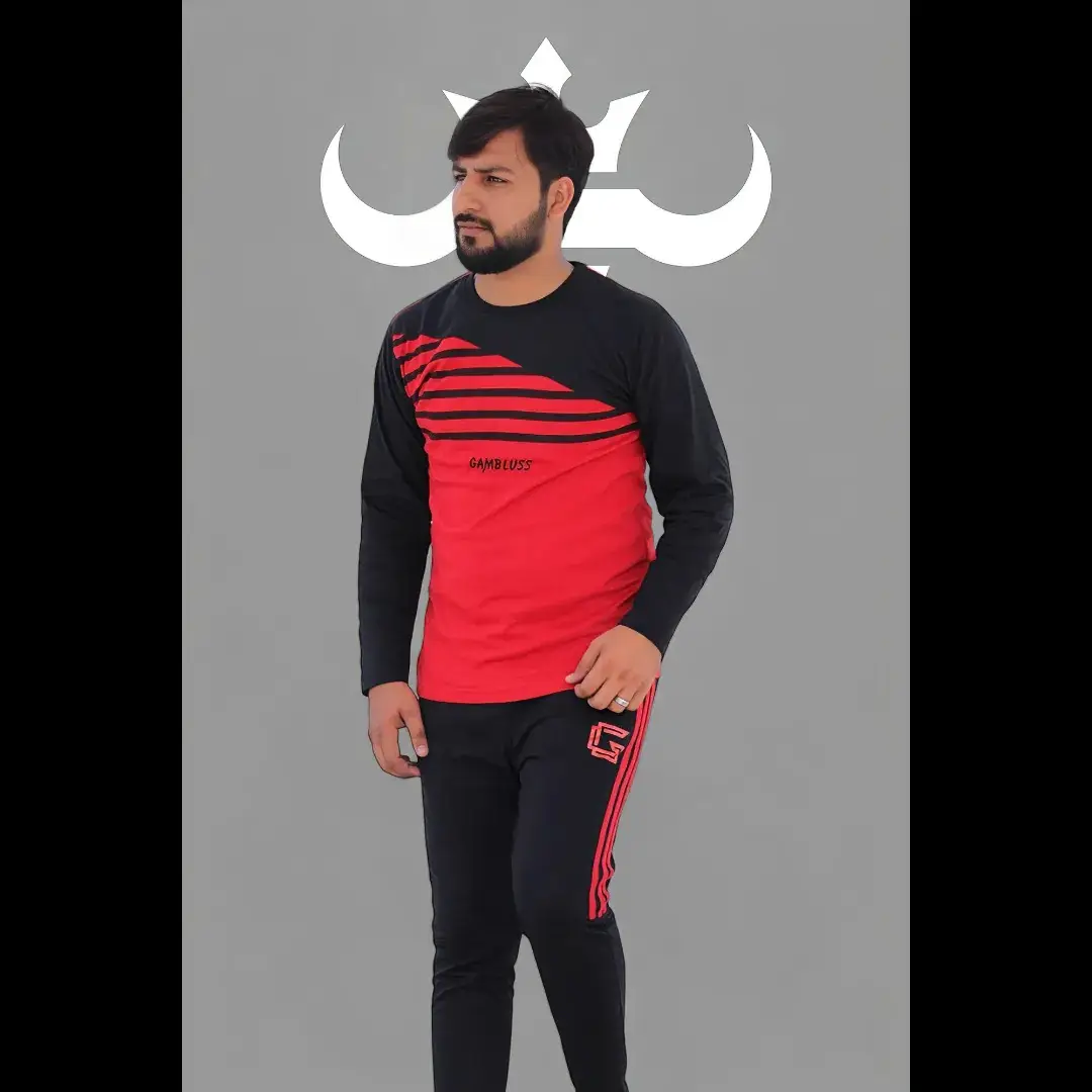 Black Essense Tracksuit – Black/Red