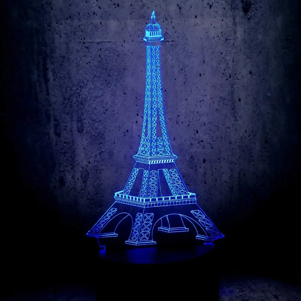 Eiffel Tower Acrylic 3D Illusion Night Lamp Bedside Table Lamp