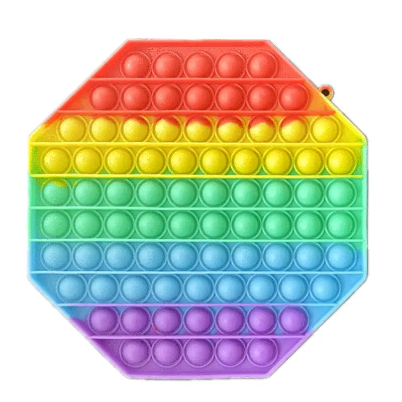 Big Size Push Pop-It Bubble Fidget Pop It Silicone Toy - 20 cm - Rainbow Octagon