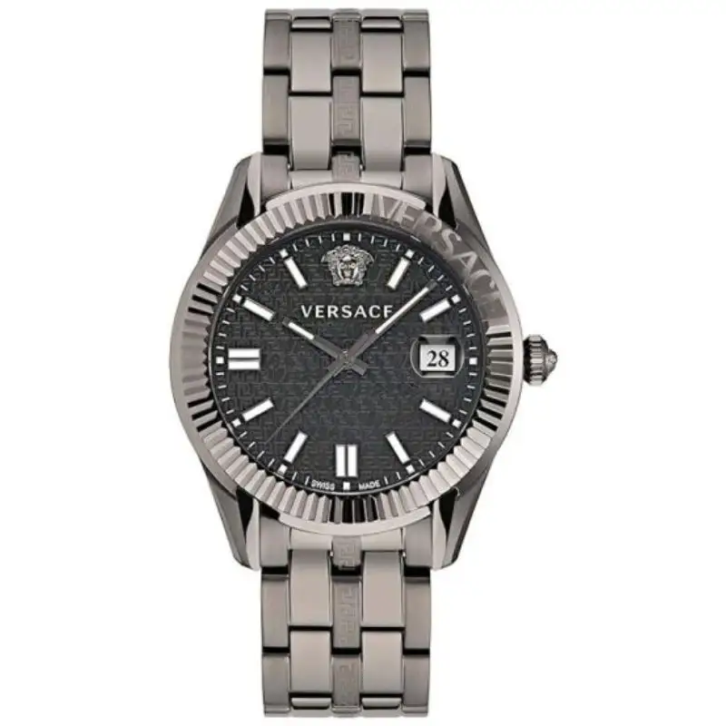 Versace VE3K00622 Men’s Quartz Swiss Made Grey Stainless Steel Black Dial 41mm Watch