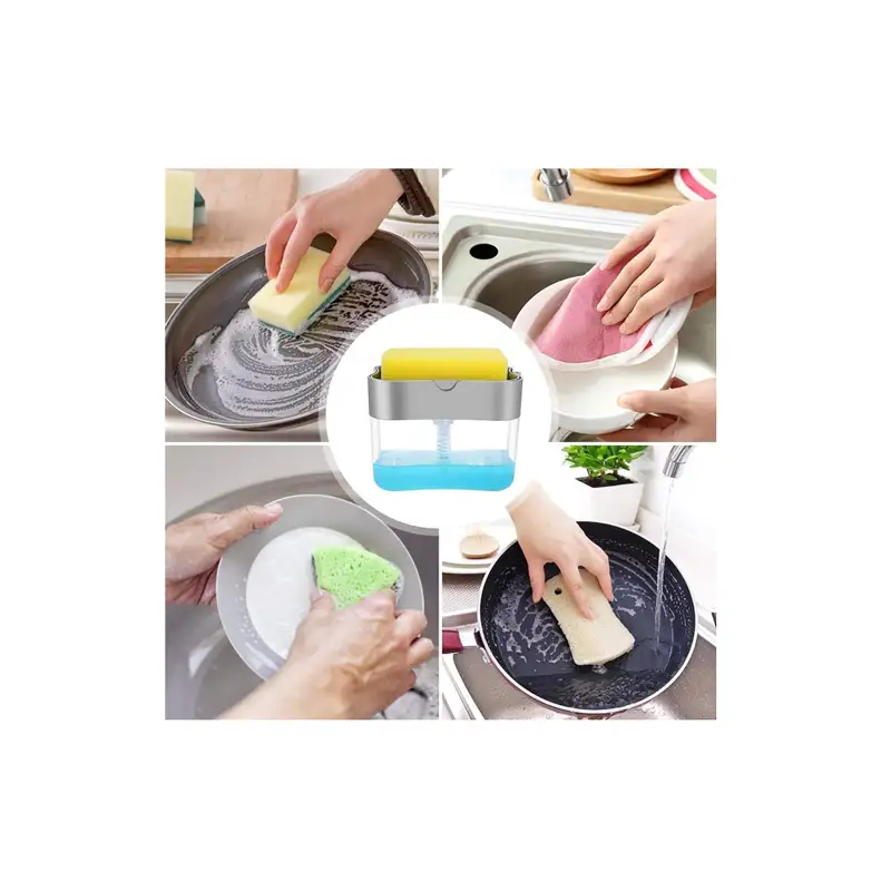 Soap Dispenser Push Out Liquid And Sponge Caddy Kitchen Automatic Dispenser