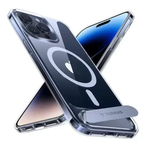 Torras Upro Pstand Series Magsafe Compatible Phone Case for iPhone 15 Pro 6.1″ – Clear