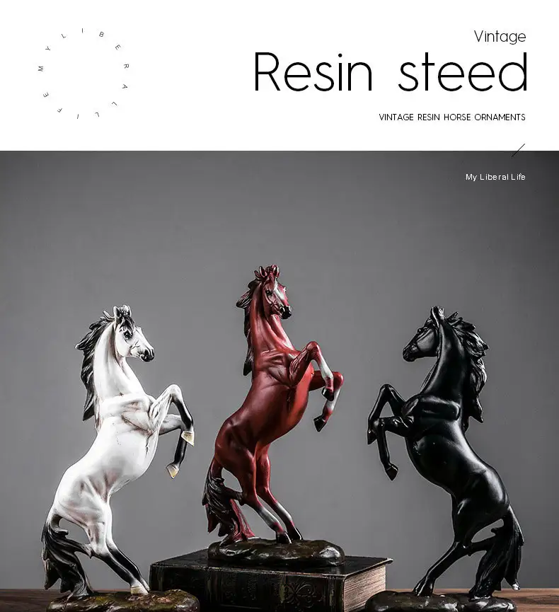 Horse Sculpture Animal Statue European Modern Art Home Decoration Figurines Tabletop Ornament