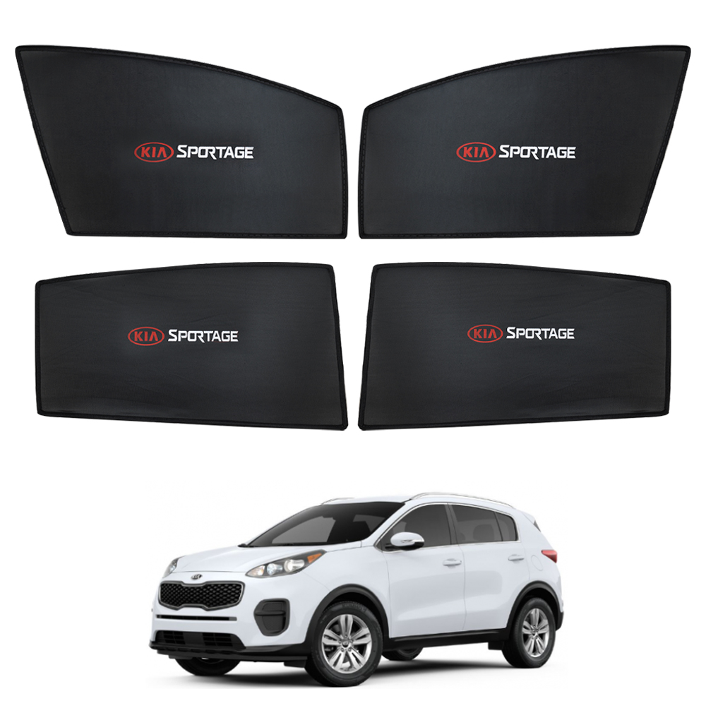 KIA Sportage High Quality Sun Shade with Logo 4Pcs - Black - 2020-21