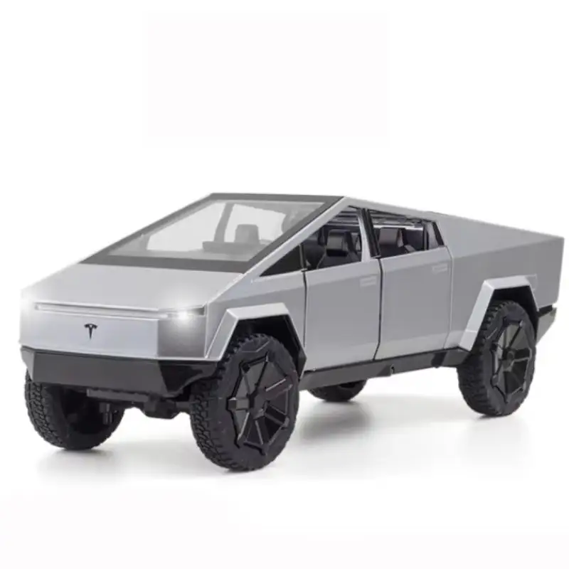 Tesla Cyber Truck Die cast Model Toy Car For Kids Front Door and trunk Openable Lights and Music – 5 inches