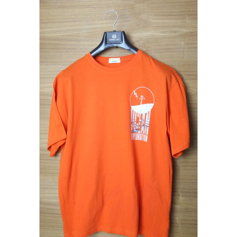 Ocean Exploration - Orange Color Oversized Cotton T-shirt
