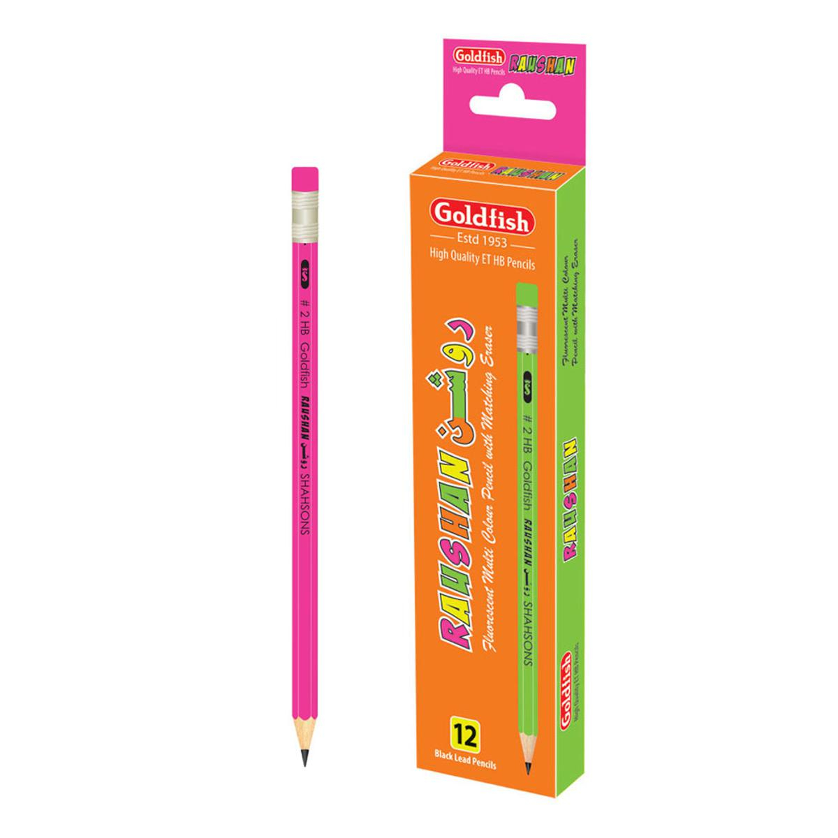 Goldfish Roshan Pencil - 12 High-Quality Color Full Pencils - Office Stationery - School Stationery