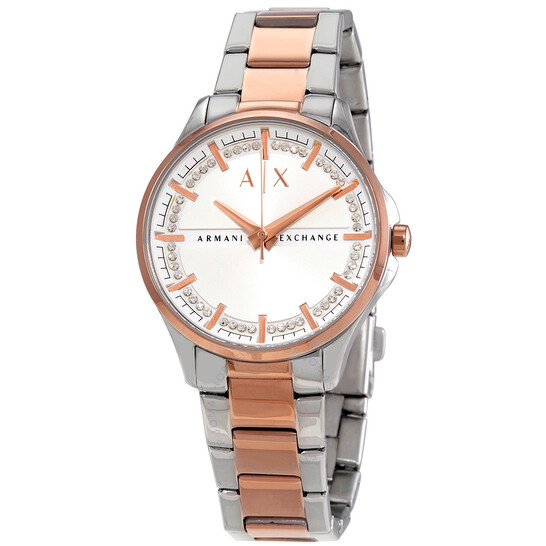 Armani Exchange Lady Hampton Quartz White Dial Two-tone Ladies Watch