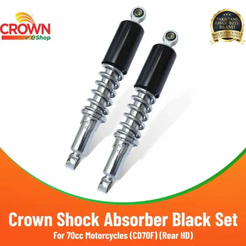 Crown Shock Absorber Set Rear Black for 70cc Motorcycles