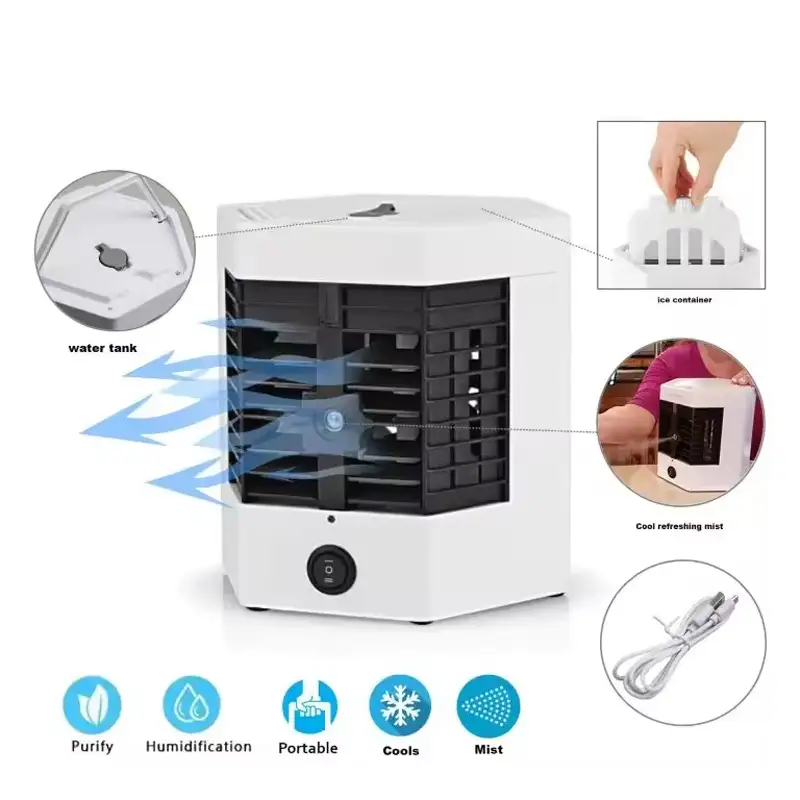 3 In 1 Mini Fan Cooler Air Condition & Humidifier With 3 Gear Speed