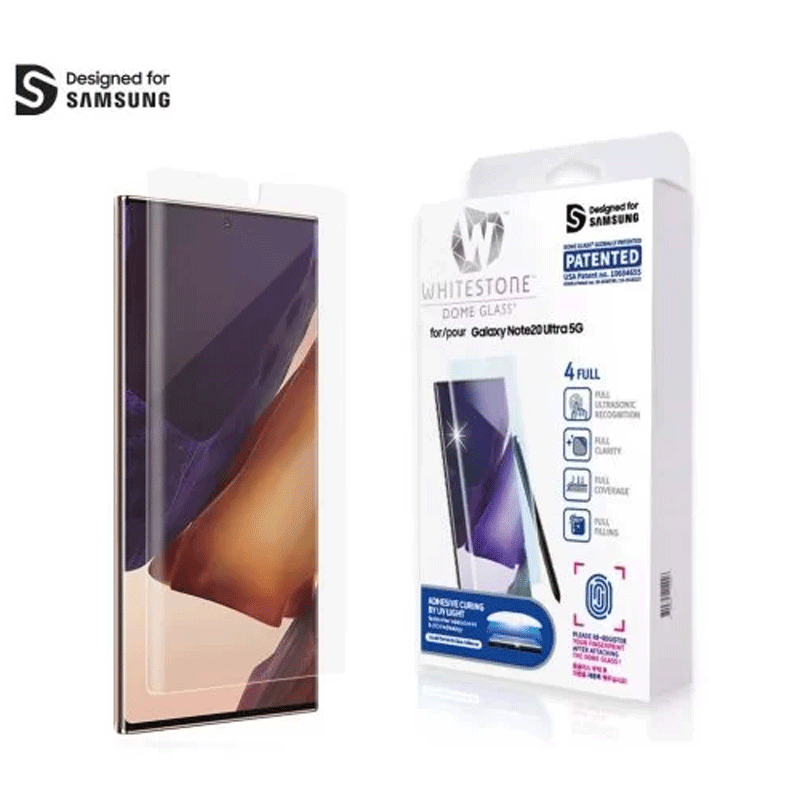 Whitestone Galaxy Note 20 Ultra Screen Protector [Dome Glass] Full 3D Curved Edge Tempered Glass Shield [Liquid Dispersion Tech] Easy Install Kit Single Pack With UV