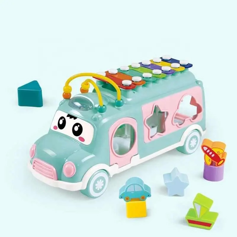 Huanger 3 in 1 New Music Xylophone Bus Early Learning Toy
