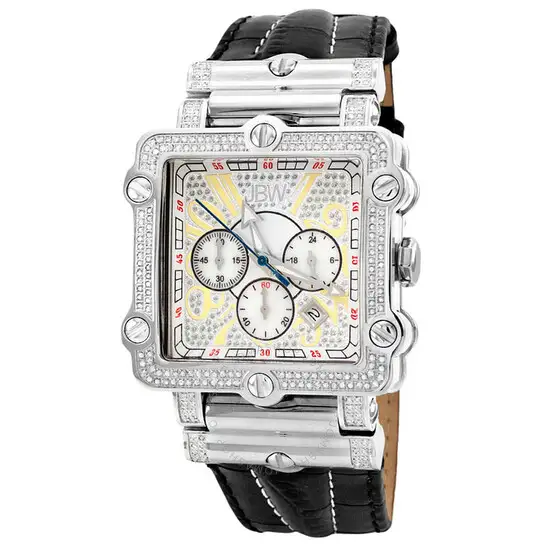 JBW Phantom Silver-tone Chronograph Crystal Dial Silver-tone Steel Diamond Men's Watch